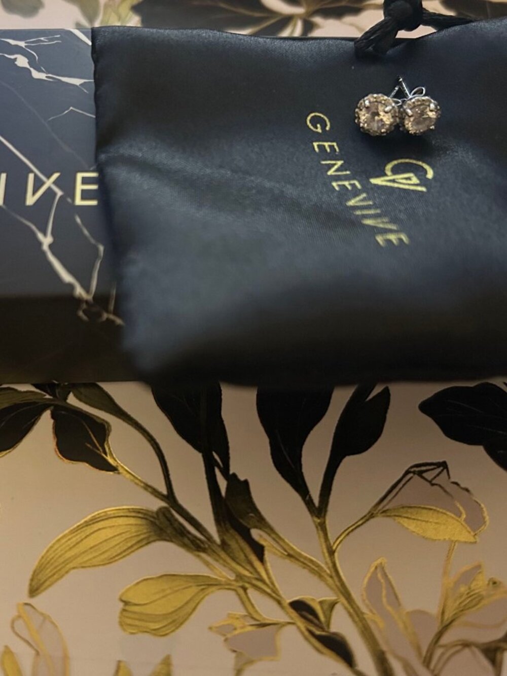 Genevive Sterling Silver White Gold Plated Cubic Zirconia Stud Style Earrings